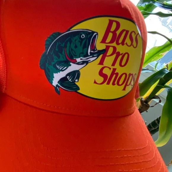Bass Pro Shops A Frame trucker hat orange SnapBack - Picture 4 of 9